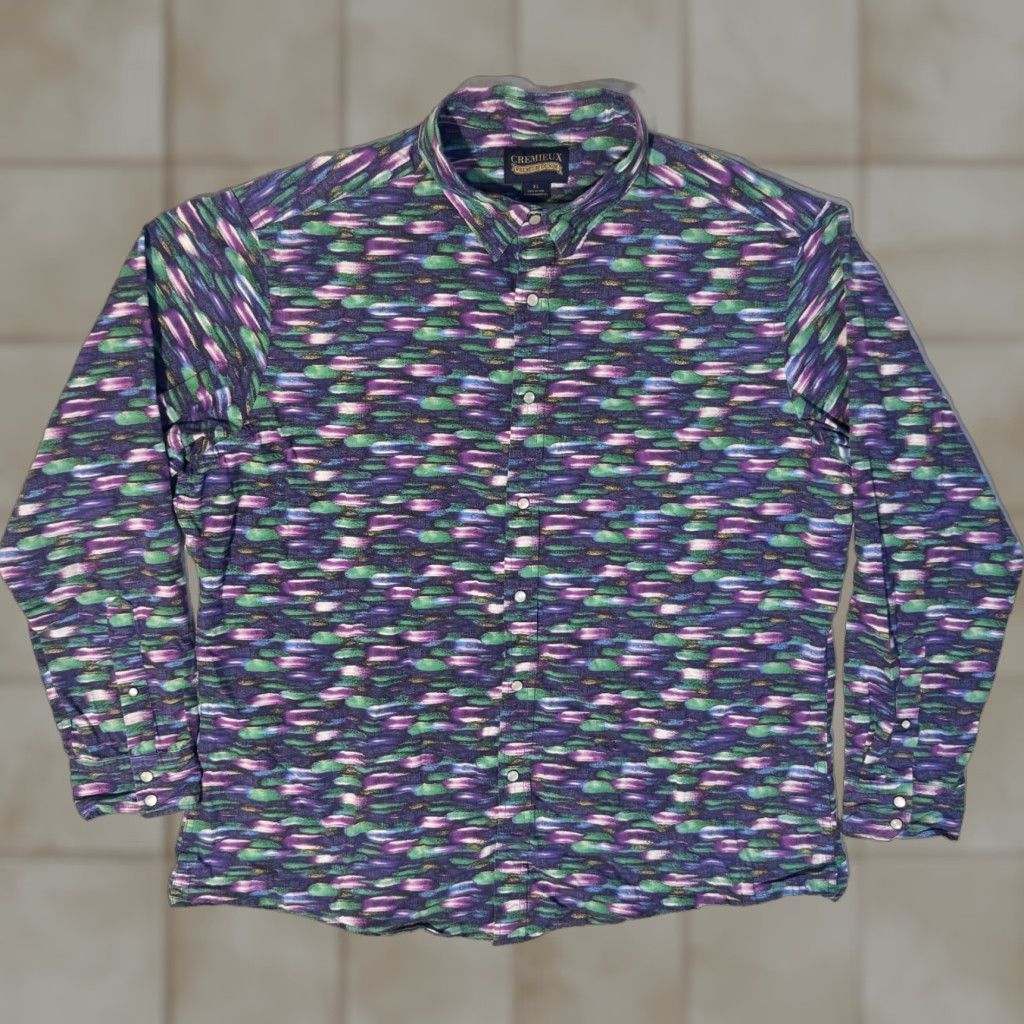 Cremieux Cremieux Shirt Button-Up XL Purple Cotton Art Print Logo Embroidered Classic Size US XL / EU 56 / 4 - 1 Thumbnail