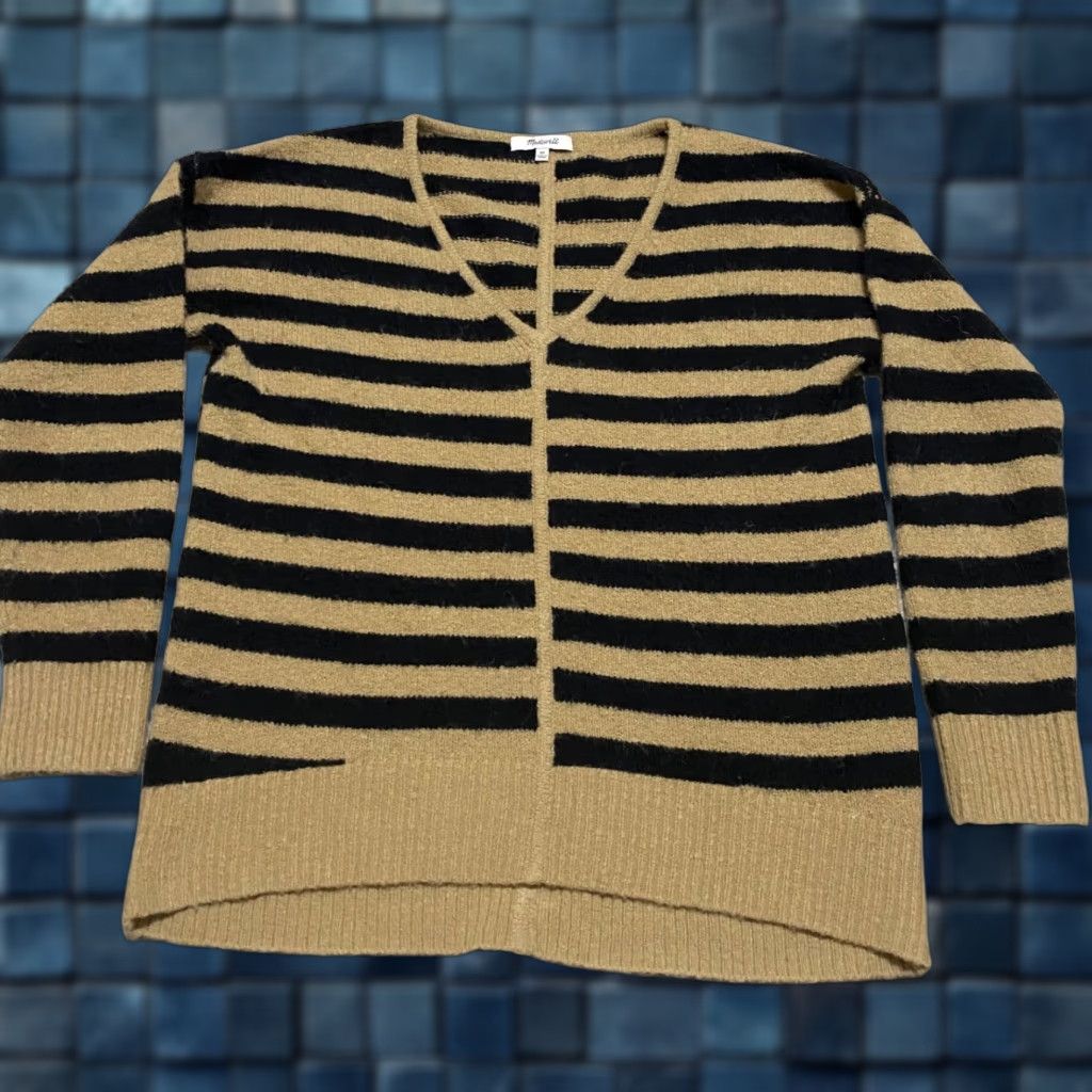 Madewell Madewell Sweater XS Womens Multicolor Striped V-Neck Pullover Wool Alpaca Knit Long Sleeve Shirt Womens, Casual, Regular Fit Size XS / US 0-2 / IT 36-38 - 1 Thumbnail