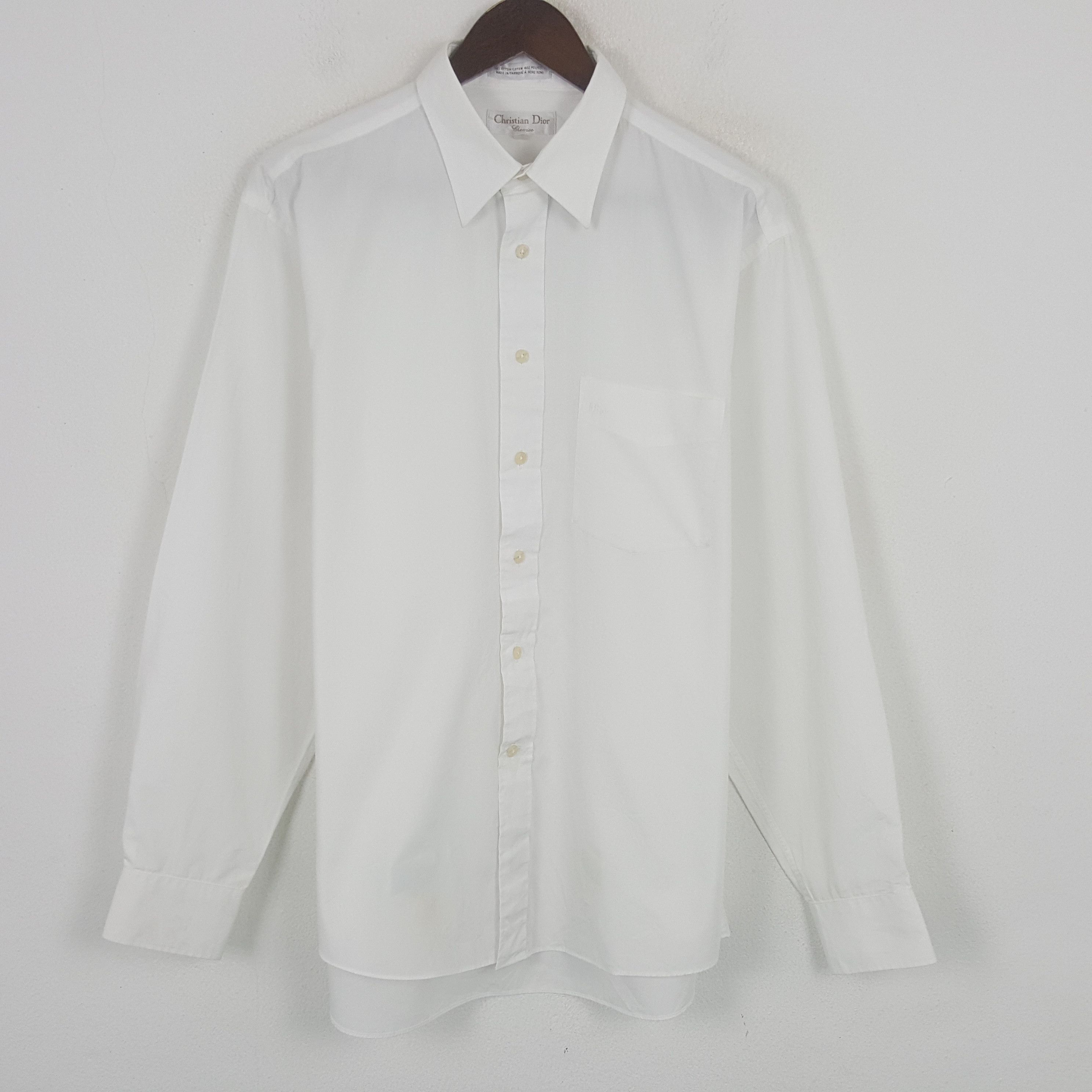Christian Dior Monsieur Vintage Christian Dior Plain White Button Up Shirt Size US L / EU 52-54 / 3 - 1 Thumbnail