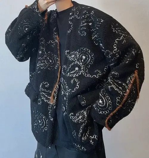 Japanese Brand Vintage Street Hip Hop Loose Lamb Wool Jacket Coat Size US M / EU 48-50 / 2 - 3 Thumbnail