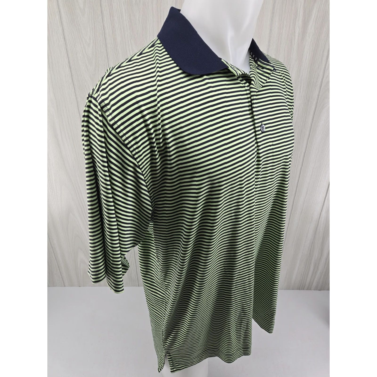Footjoy FootJoy Polo Mens L Green Black Striped Golf Collared Short Sleeve Button Shirt Size US L / EU 52-54 / 3 - 7 Thumbnail