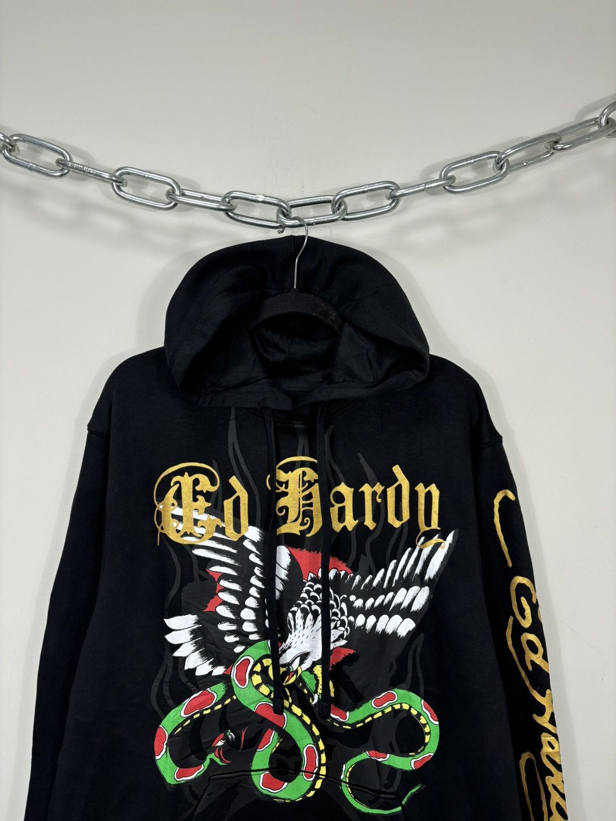 Christian Audigier Vintage Ed Hardy Eagle Snake Tattoo Logo Y2K Black Hoodie Size US XL / EU 56 / 4 - 3 Thumbnail