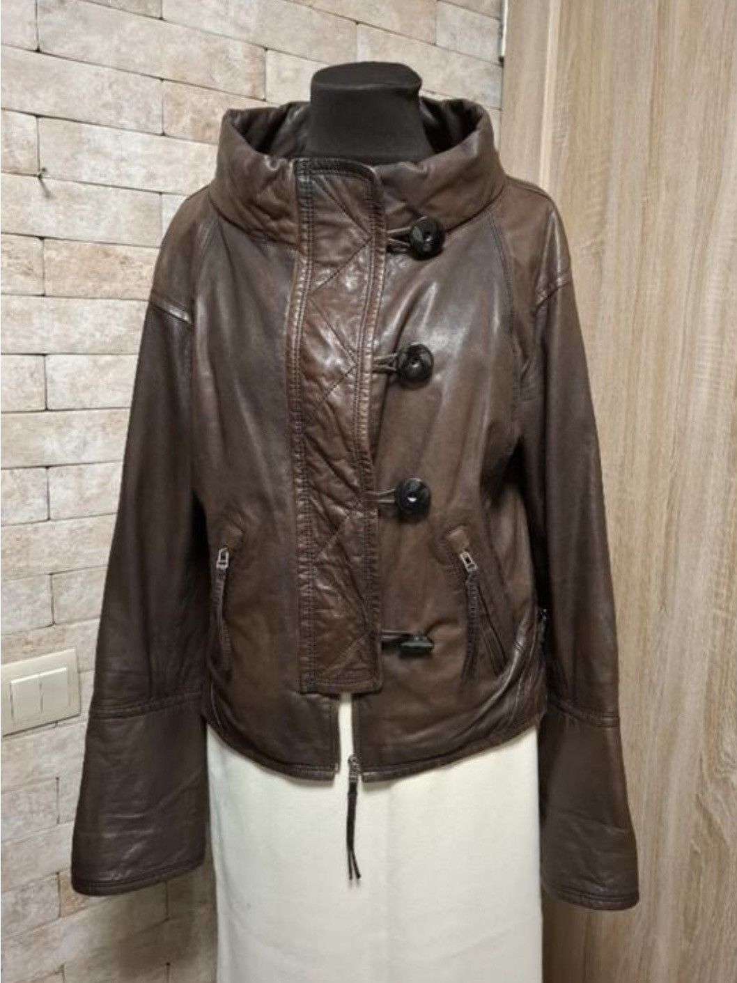 GOA Vintage Bono Big Neck Real Soft Leather G.O.A Style Jacket Size US M / EU 48-50 / 2 - 1 Thumbnail
