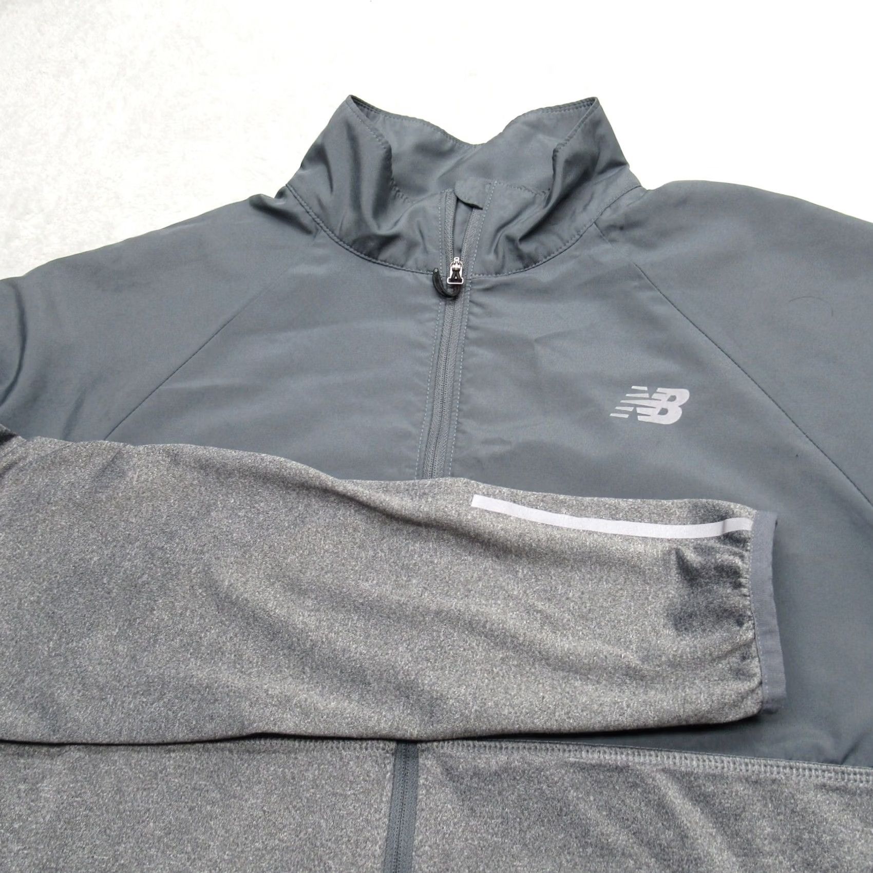 New Balance New Balance Jacket Mens Small Gray Reflective Tag Full Zip Running Training Size US S / EU 44-46 / 1 - 7 Thumbnail