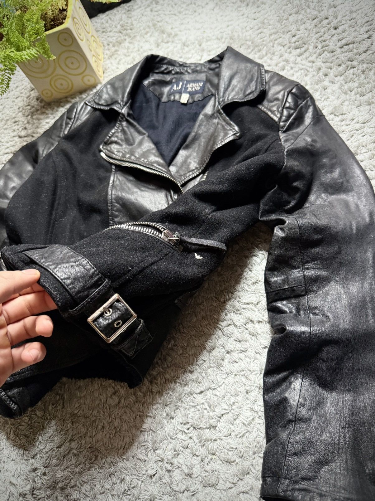 Emporio Armani 00s Emporio Armani Leather Jacket Rare Luxury Vintage Size L / US 10 / IT 46 - 7 Thumbnail