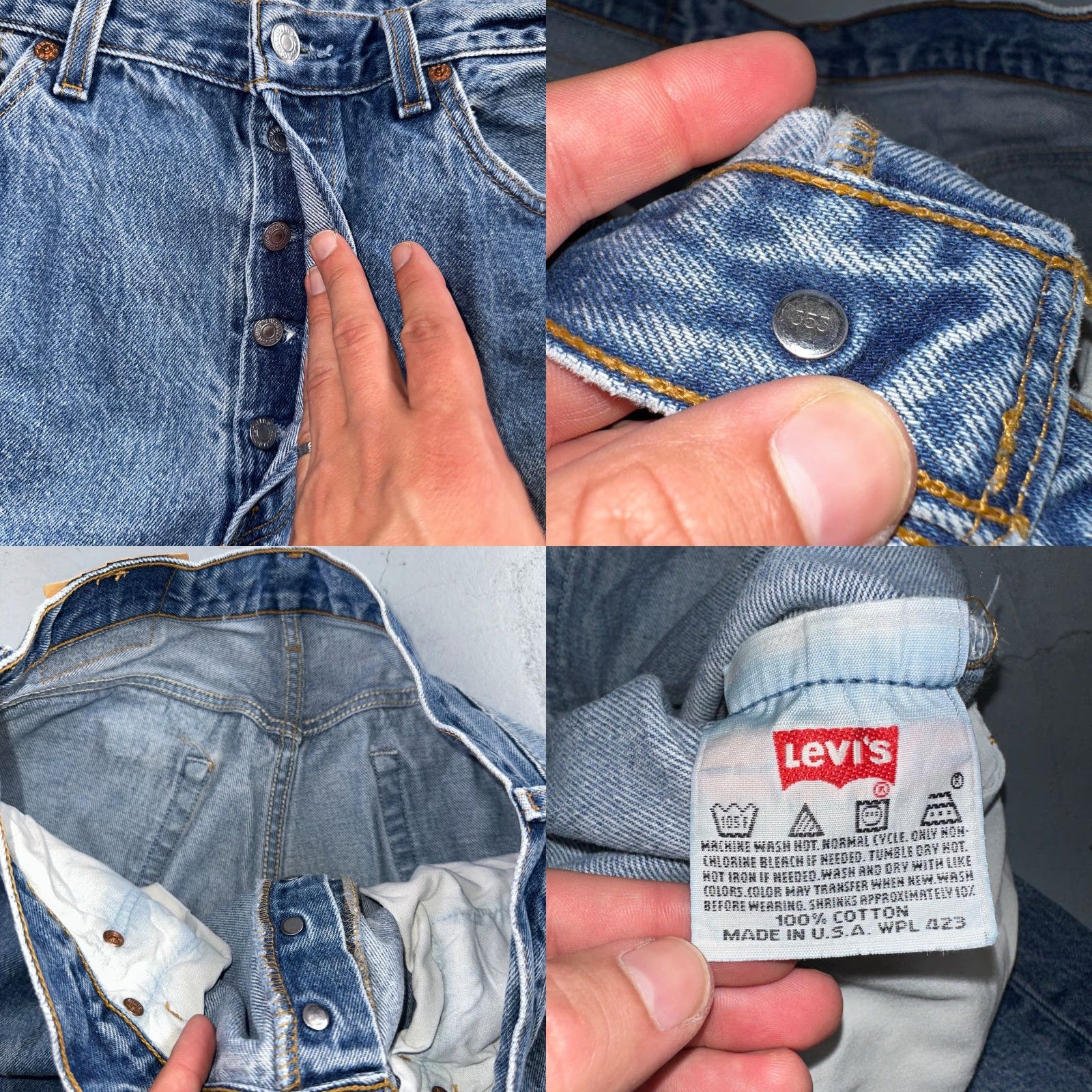 Levi's VINTAGE Levi's 501 Jeans Straight Men Blue Light Wash 35x34 Denim USA 90s 501 Series Slim Rise Mid Regular Inseam 34 Jeans Men II Size US 35 - 8 Thumbnail