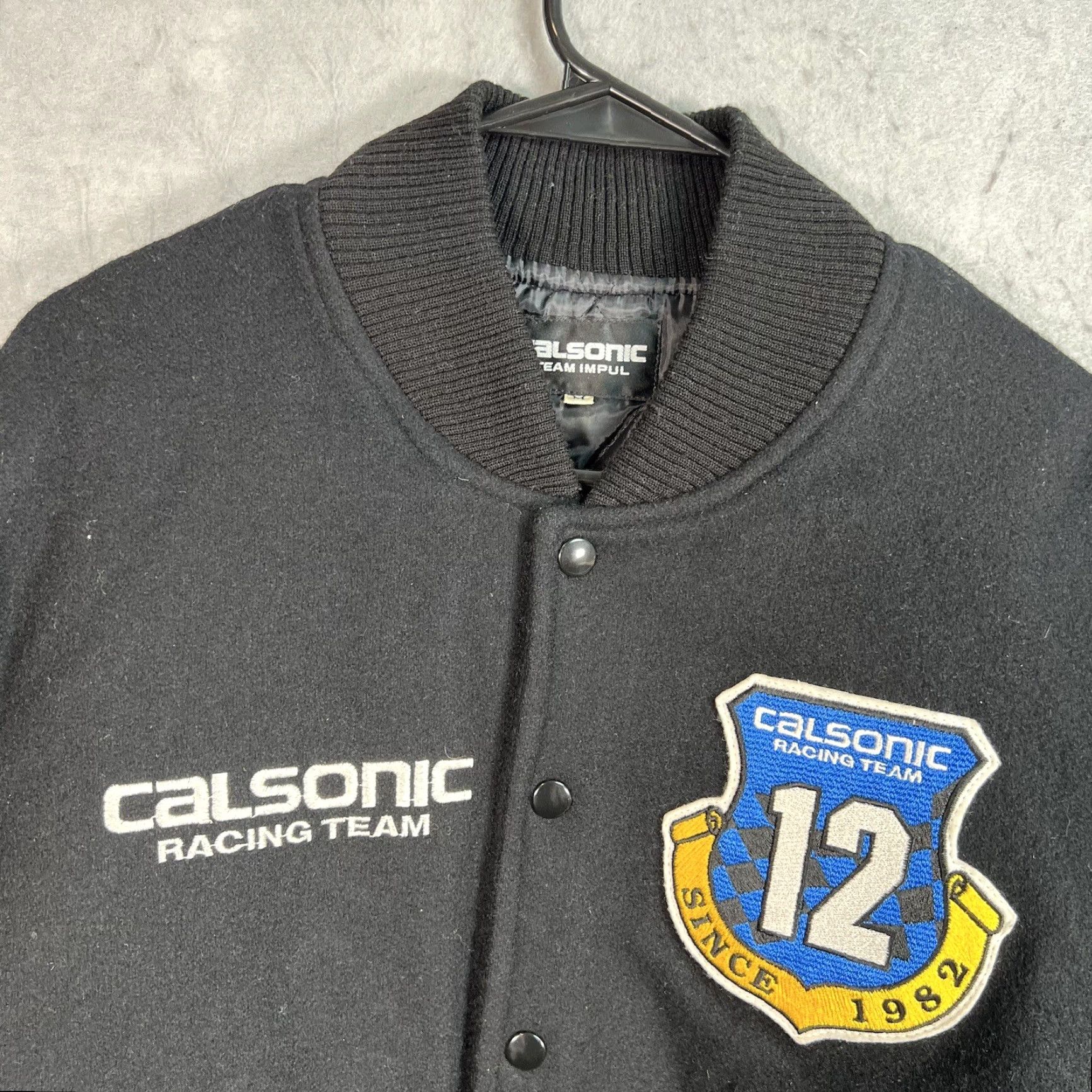 Vintage VINTAGE Calsonic Jacket Bomber Shirt Mens Adult Medium Black 90s Racing Wool Leather Size US M / EU 48-50 / 2 - 5 Thumbnail