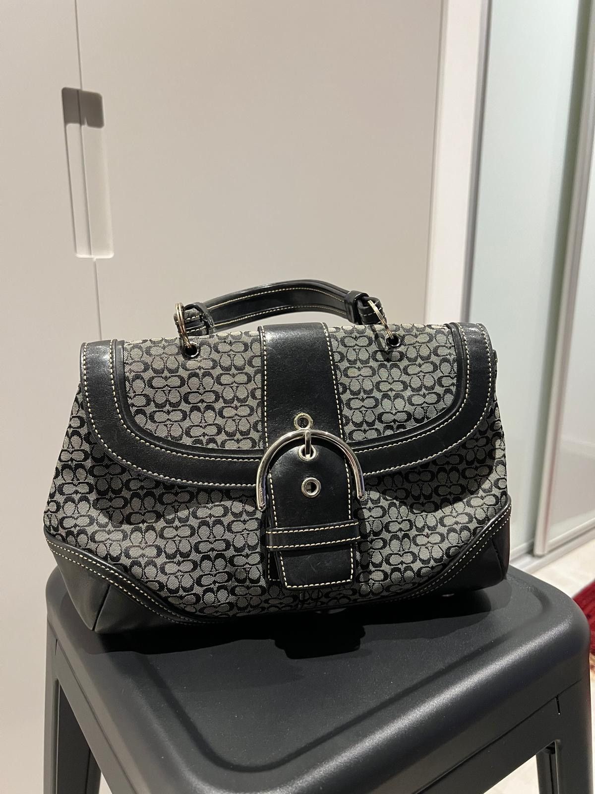 Coach Coach Signature Flap Satchel Black/Grey Size ONE SIZE - 3 Thumbnail