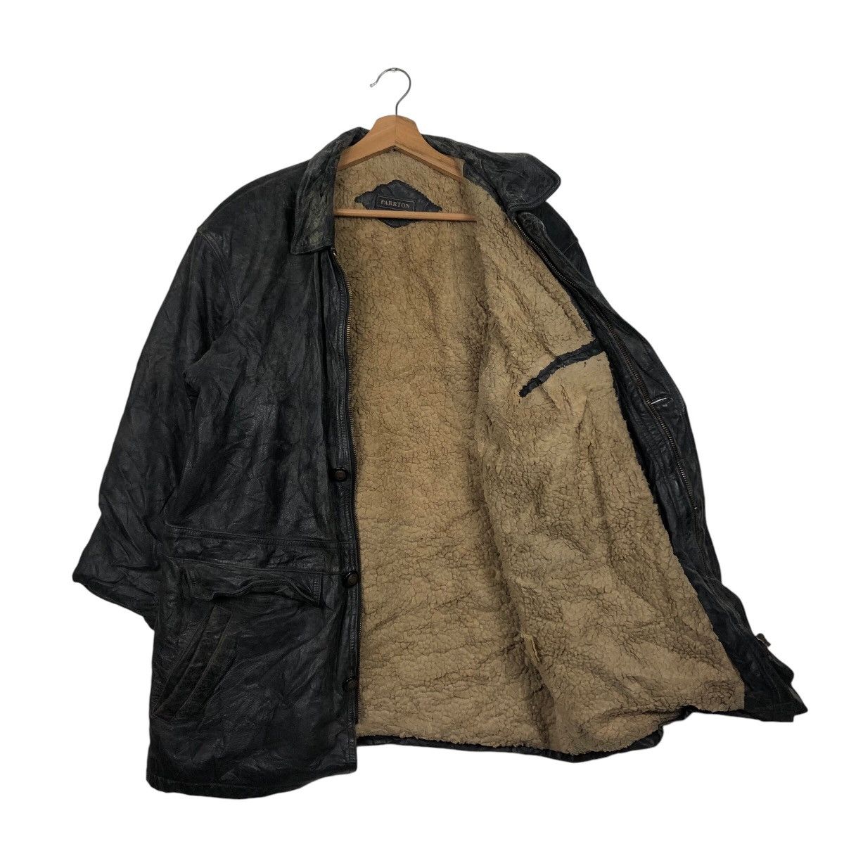 Vintage 📌Vintage 80's Biker Leather Jacket Parrton Blanket Military Size US M / EU 48-50 / 2 - 12 Thumbnail