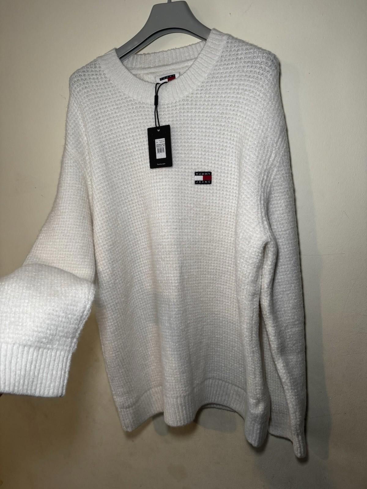 Tommy Hilfiger Tommy Jeans Waffle Knit Sweater White Size L BNWT Size US L / EU 52-54 / 3 - 4 Thumbnail