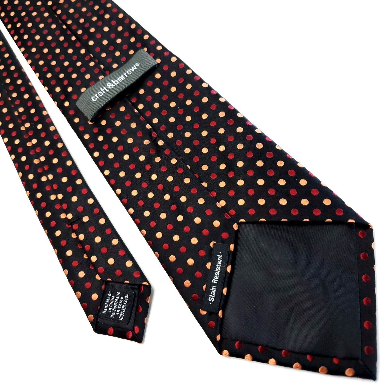Croft & Barrow Croft & Barrow Black Brown Red Silk Tie Woven Polka Dots Size ONE SIZE - 3 Thumbnail