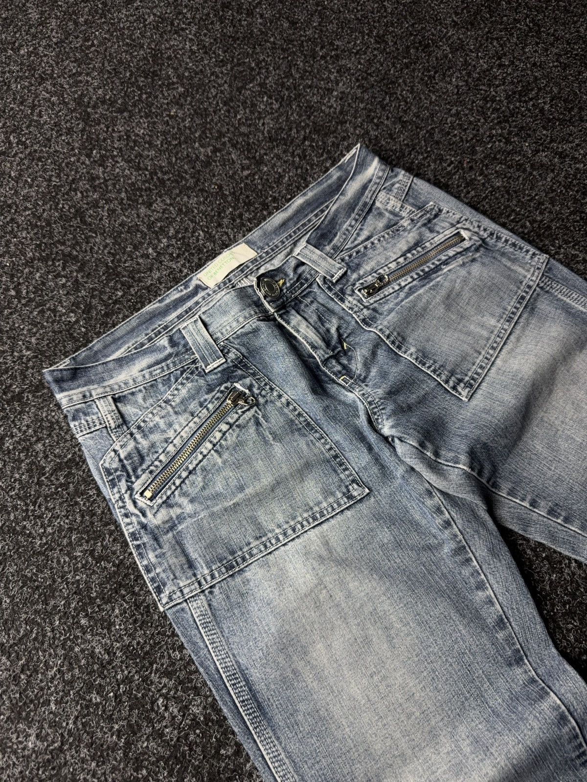 United Colors Of Benetton Retro 90s Benetton Y2K zip pocket wide leg denim jeans 28 Size 30" / US 8 / IT 44 - 6 Thumbnail