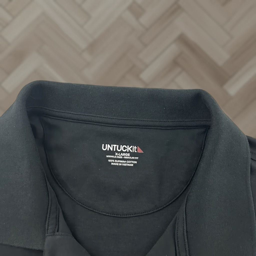 UNTUCKit UNTUCKit Damaschino Short Sleeve Polo Shirt Men's XL Black Cotton Regular Button-Up Shirt Size US XL / EU 56 / 4 - 1 Thumbnail