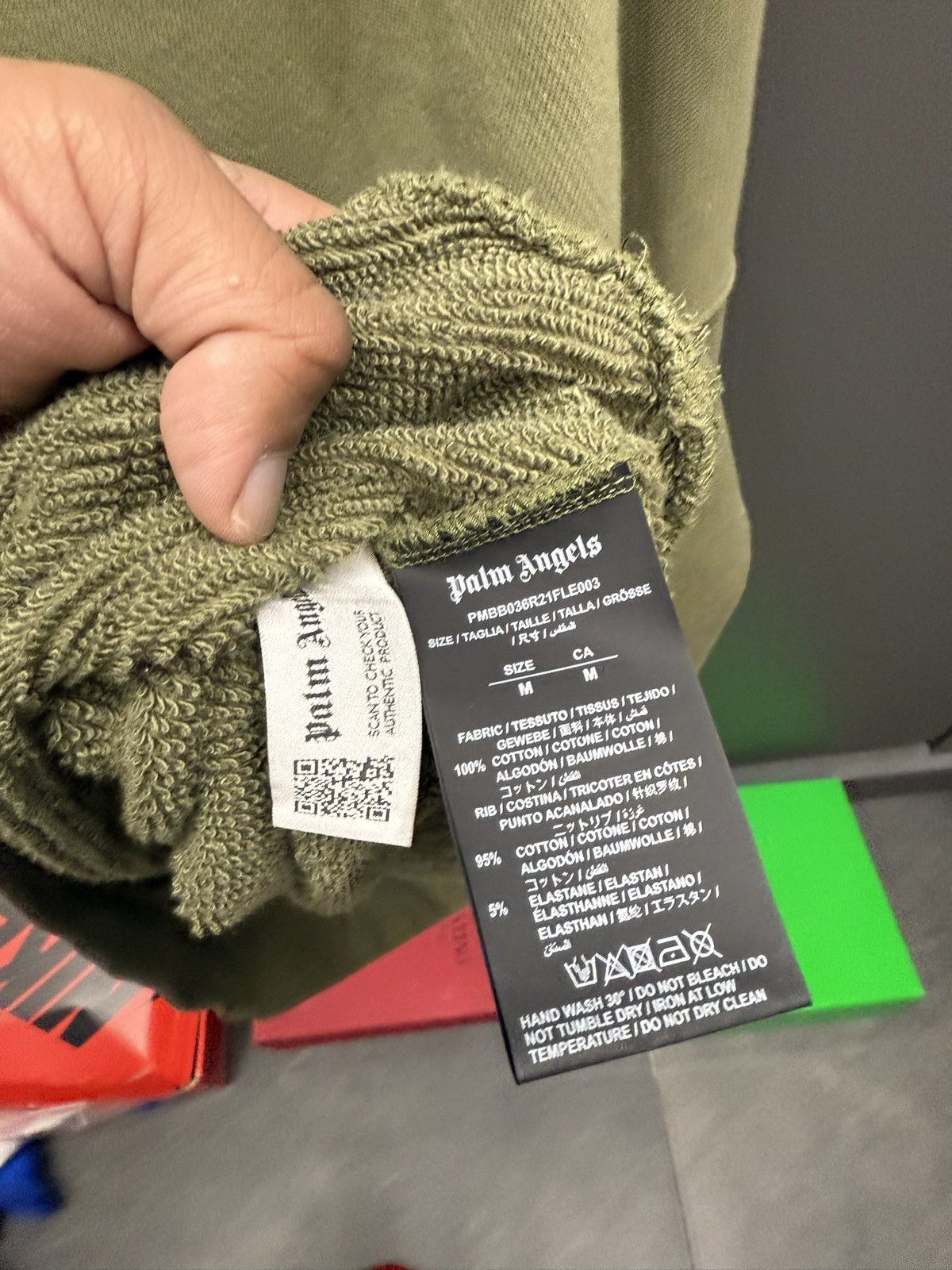 Palm Angels Palm Angels Vertical Logo Hoodie Olive Green / Yellow Size US M / EU 48-50 / 2 - 5 Thumbnail