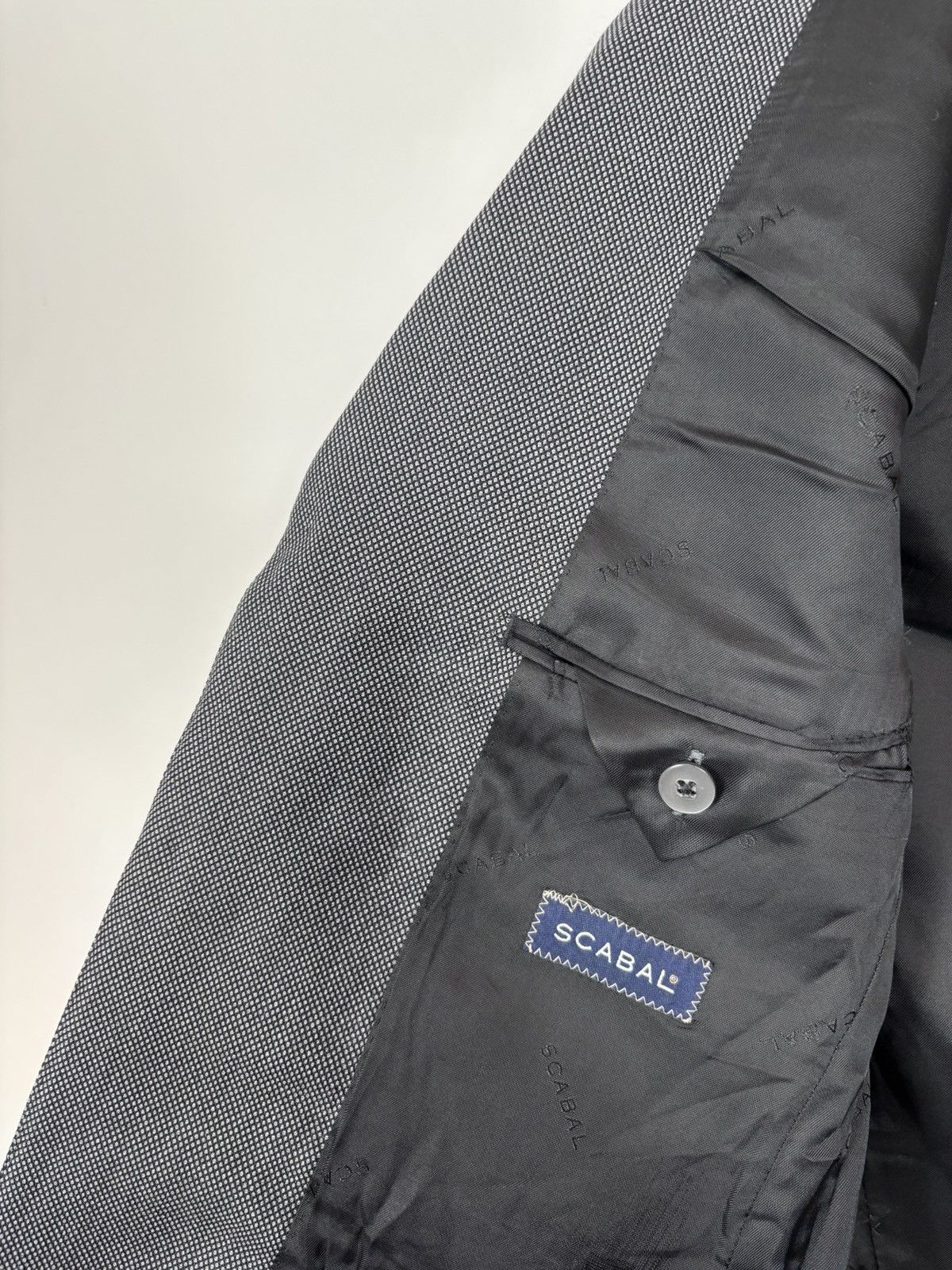 SCABAL Scabal Men’s Grey Wool Blazer Jacket 3-Buttons Classic Size 46R - 17 Thumbnail