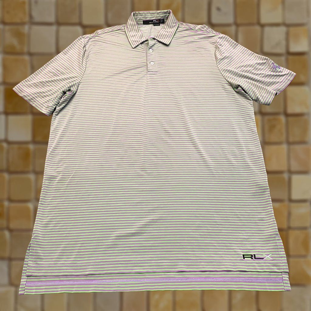 RLX Ralph Lauren Ralph Lauren RLX Polo Shirt Mens Large Golf Club Logo Striped Purple Green Multicolor Polo Shirt Mens Large RLX Golf 90s Style Boys? Size US L / EU 52-54 / 3 - 1 Thumbnail