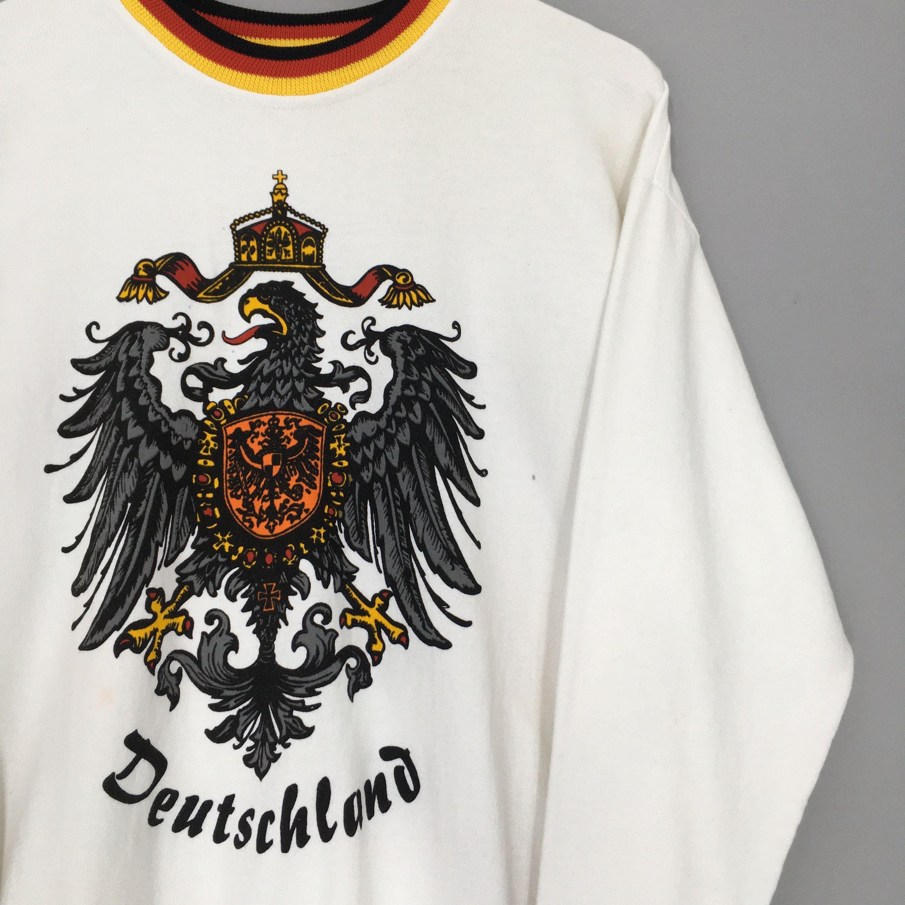 Vintage Vintage 90s Deutschland Germany White Sweatshirt Large Size US L / EU 52-54 / 3 - 2 Thumbnail