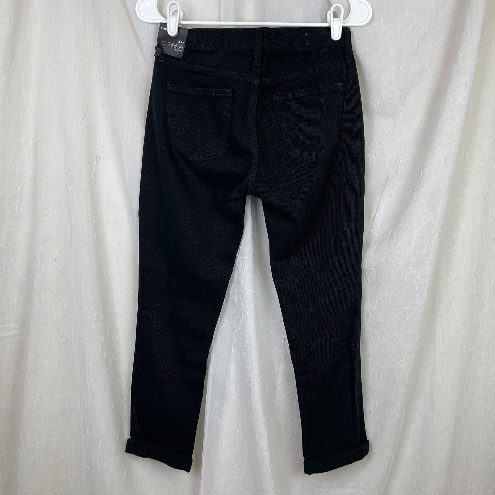Gap Gap 1969 Black Ripped Girlfriend Denim Jeans Size 24r NWT Size 24" / US 00 / IT 34 - 2 Thumbnail