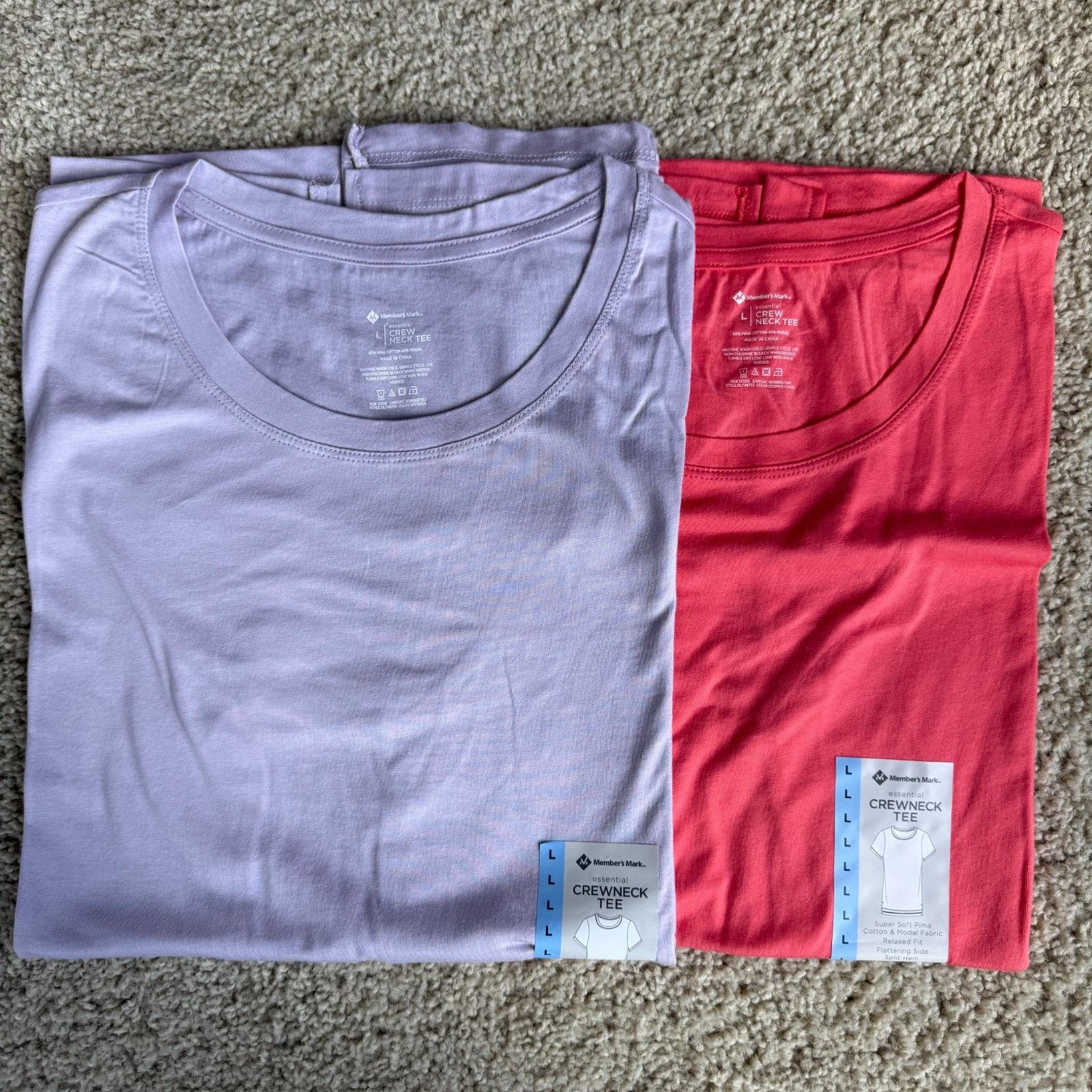Other NWT Basic Crewneck Tee Set of 2 Large Relaxed Coral Purple Size L / US 10 / IT 46 - 1 Preview