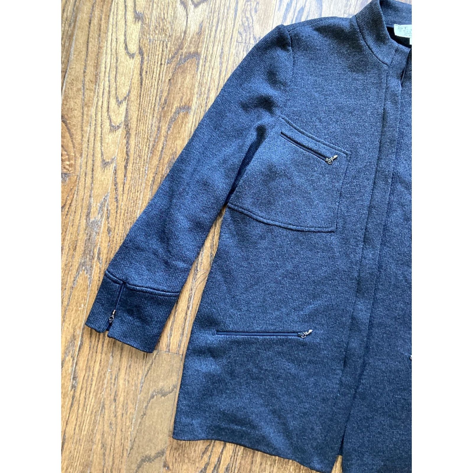 Vintage St John Jacket Womens Size 10 Full Zip Knit Wool Blend Pockets Gray USA Made Vintage No Size L / US 10 / IT 46 - 2 Thumbnail