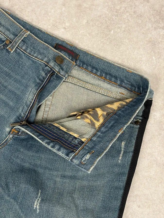 Roberto Cavalli 2000s Roberto Cavalli Blue Straight Contrast Side Stripe Denim Jeans Size US 32 / EU 48 - 9 Thumbnail