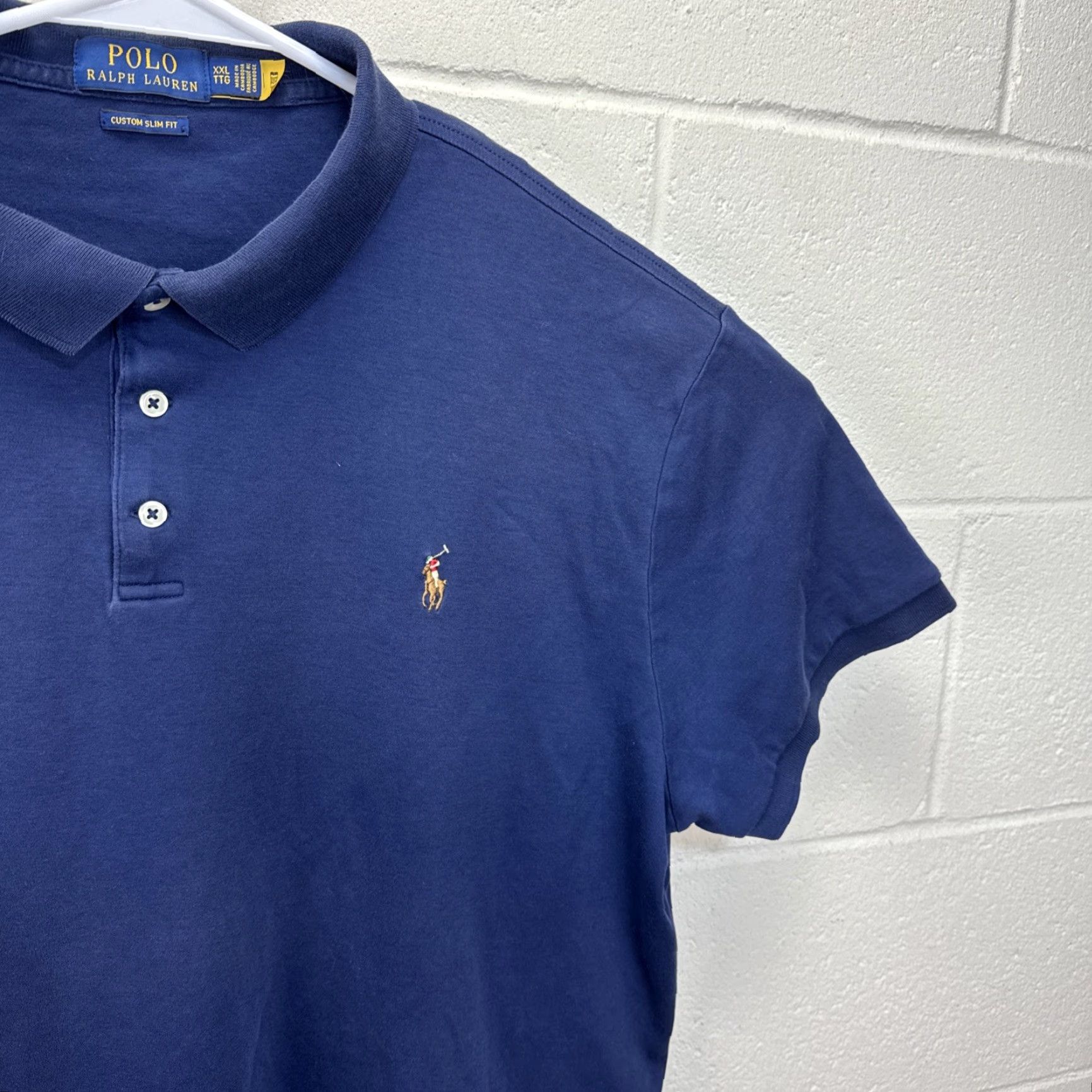 Polo Ralph Lauren VINTAGE Polo Ralph Lauren Logo Embroidered Custom Slim Fit Polo Shirt Blue 2XL Pony Mens Size US XXL / EU 58 / 5 - 5 Thumbnail