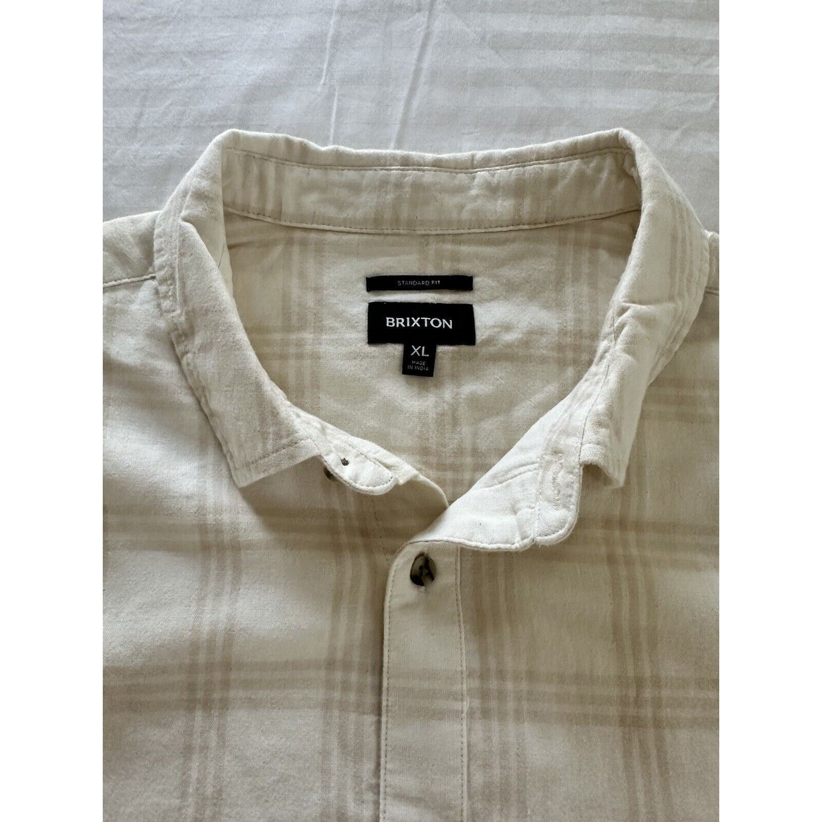 Brixton Button Down Shirt Cream Plaid Pattern Men's XL Brixton NWT Size US XL / EU 56 / 4 - 3 Thumbnail