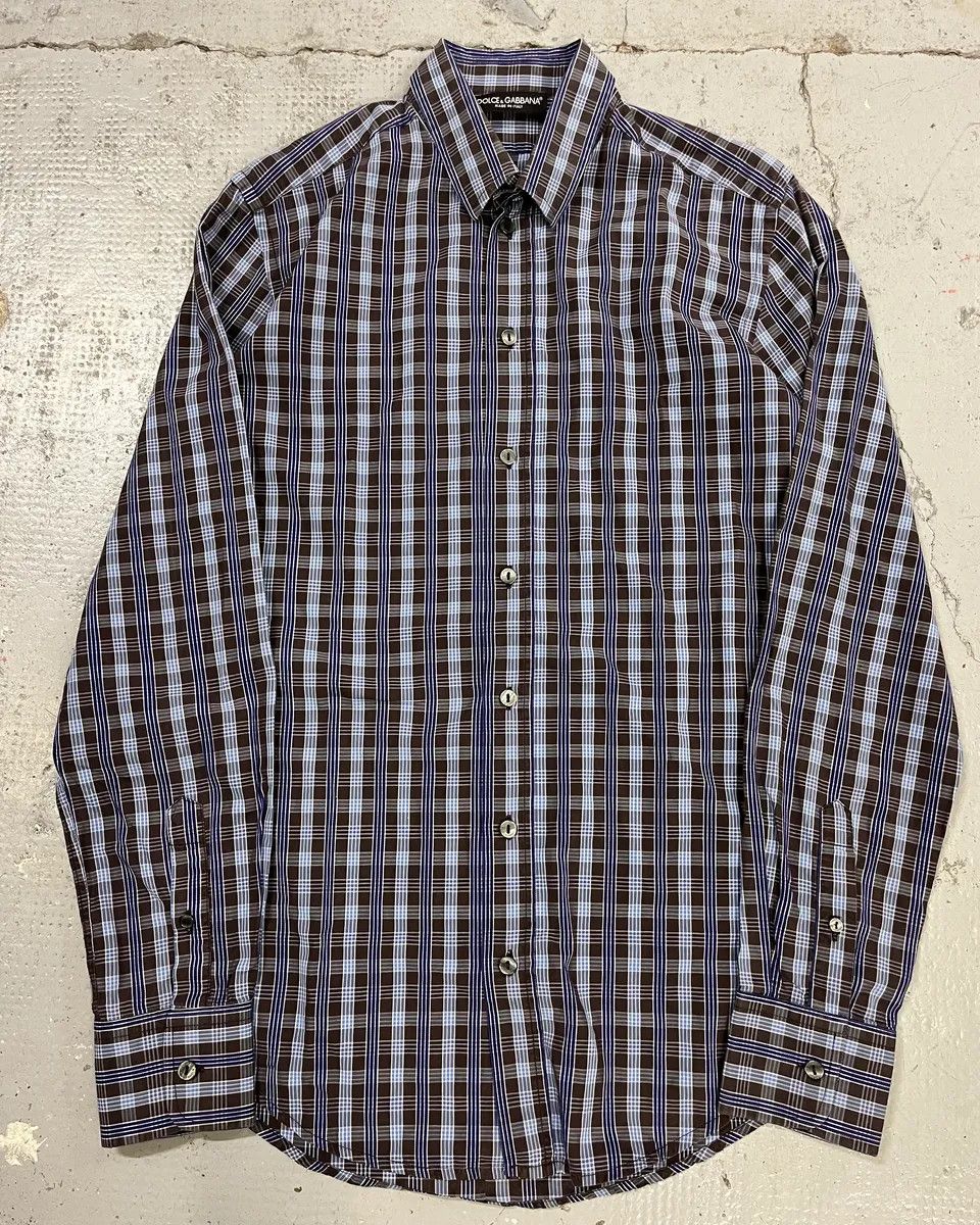 Dolce & Gabbana AW2006 Dolce & Gabbana Navy Checkered Plaid Shirt Size US M / EU 48-50 / 2 - 1 Thumbnail