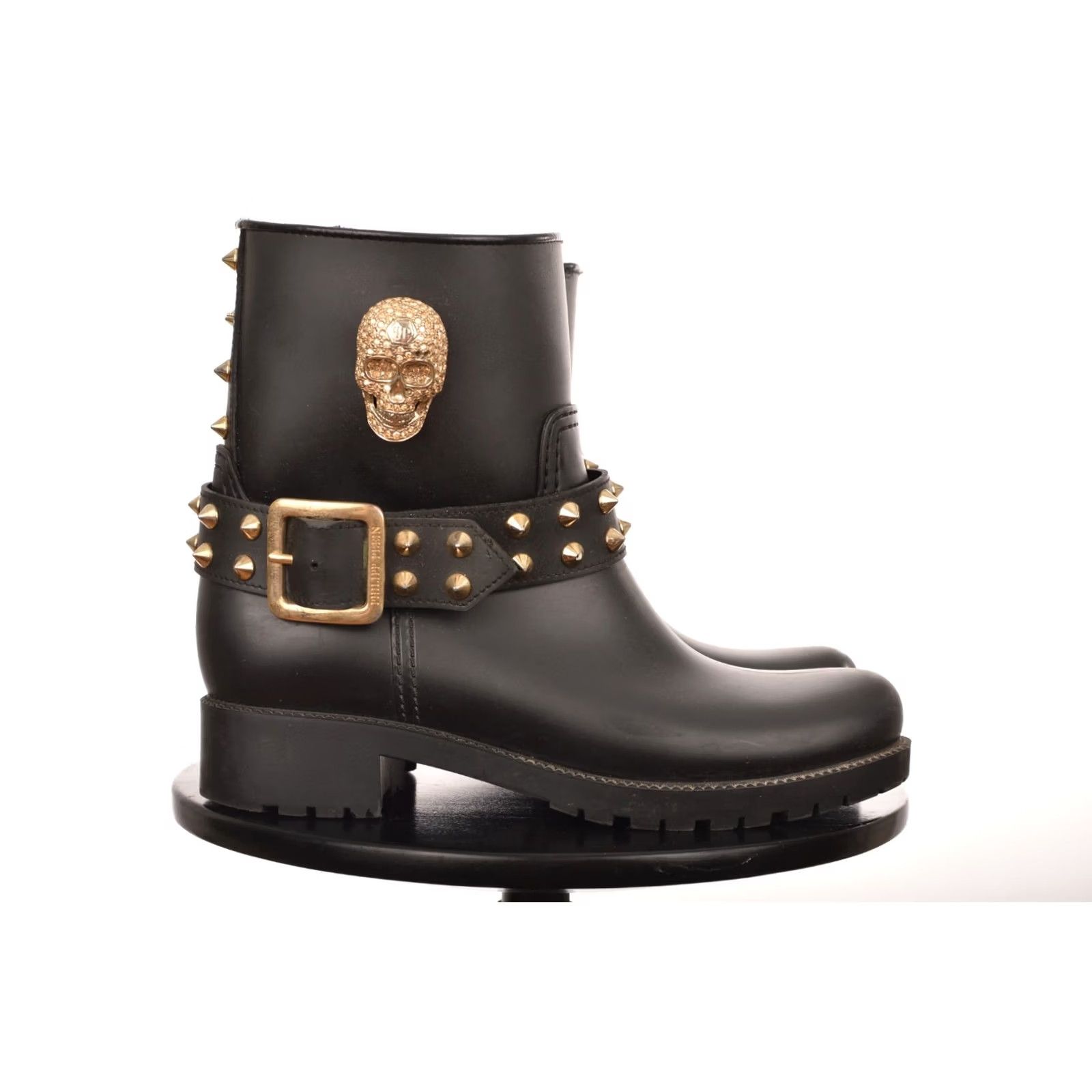 Philipp Plein Philipp Plein Black Rubber Skull Rainproof Ankle Boots Women 39 Boots Rubber Black Skull Rainproof Ankle Boots 39 Women Philippe Plein Size US 9 / IT 39 - 7 Thumbnail