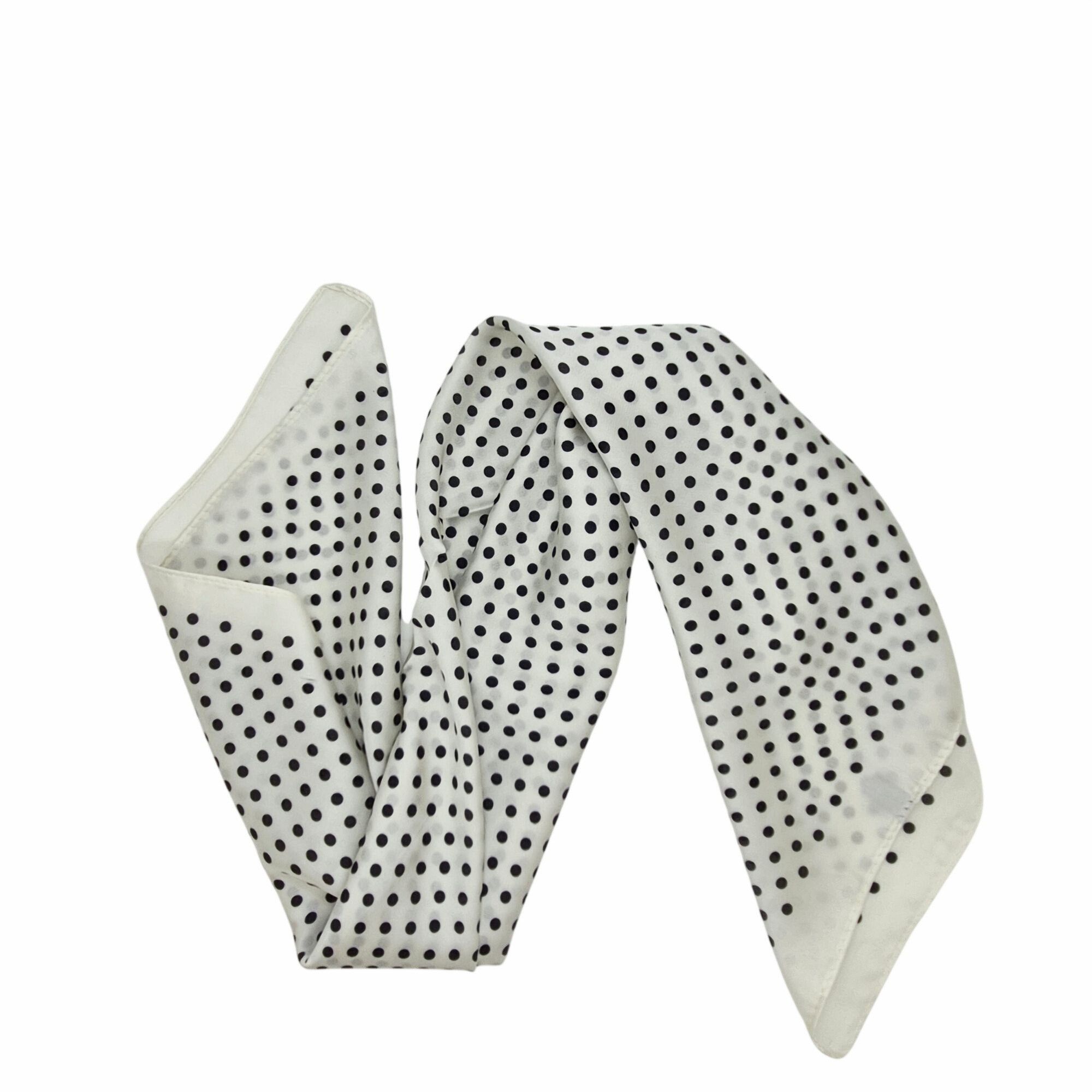 Other Luxury Elegant Bandana Square Scarf Satin White Black Dots S Size ONE SIZE - 3 Thumbnail