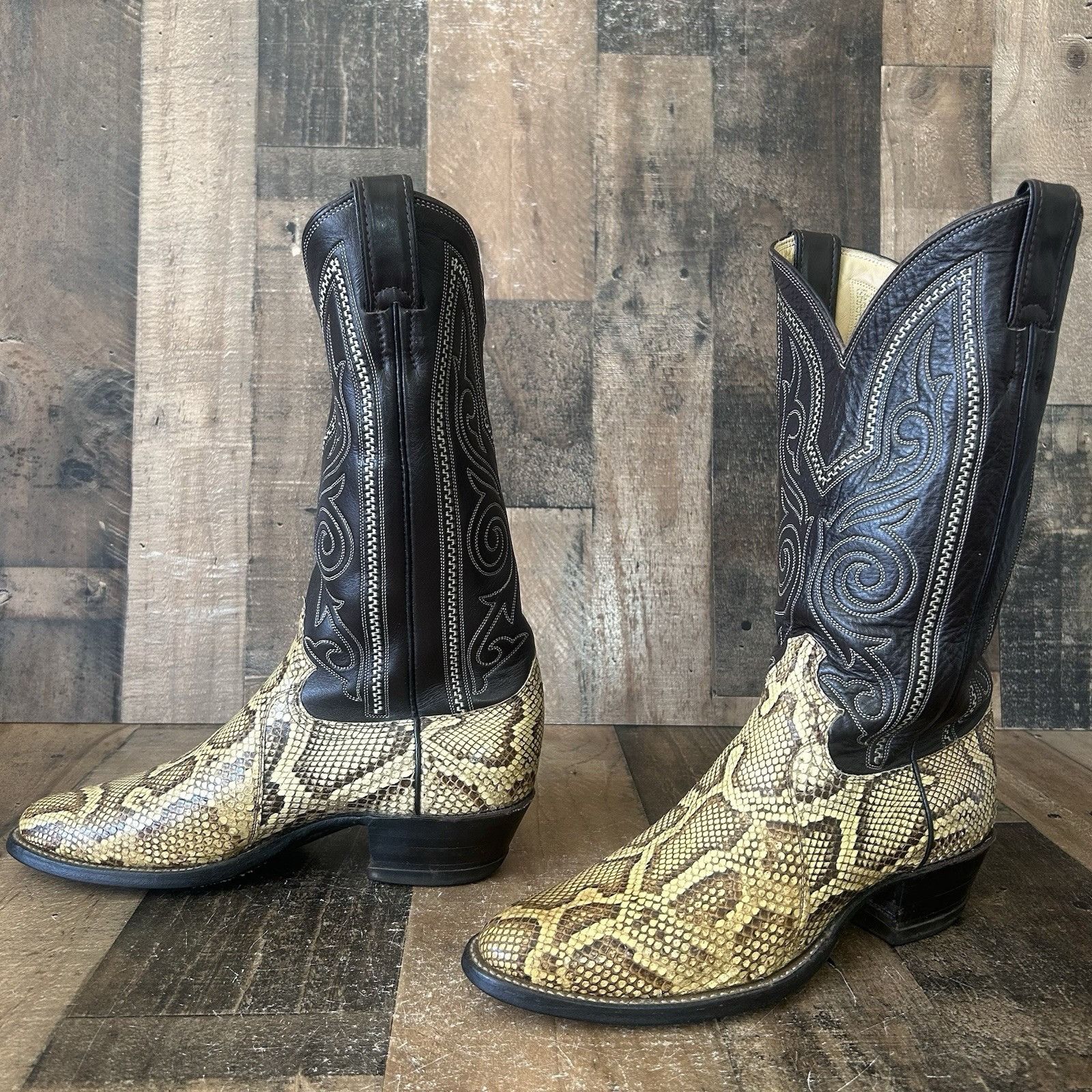 Justin Boots Justin Vintage Snakeskin Round Toe Cowboy Boots Mens 7.5 D Size US 7.5 / EU 40-41 - 2 Thumbnail