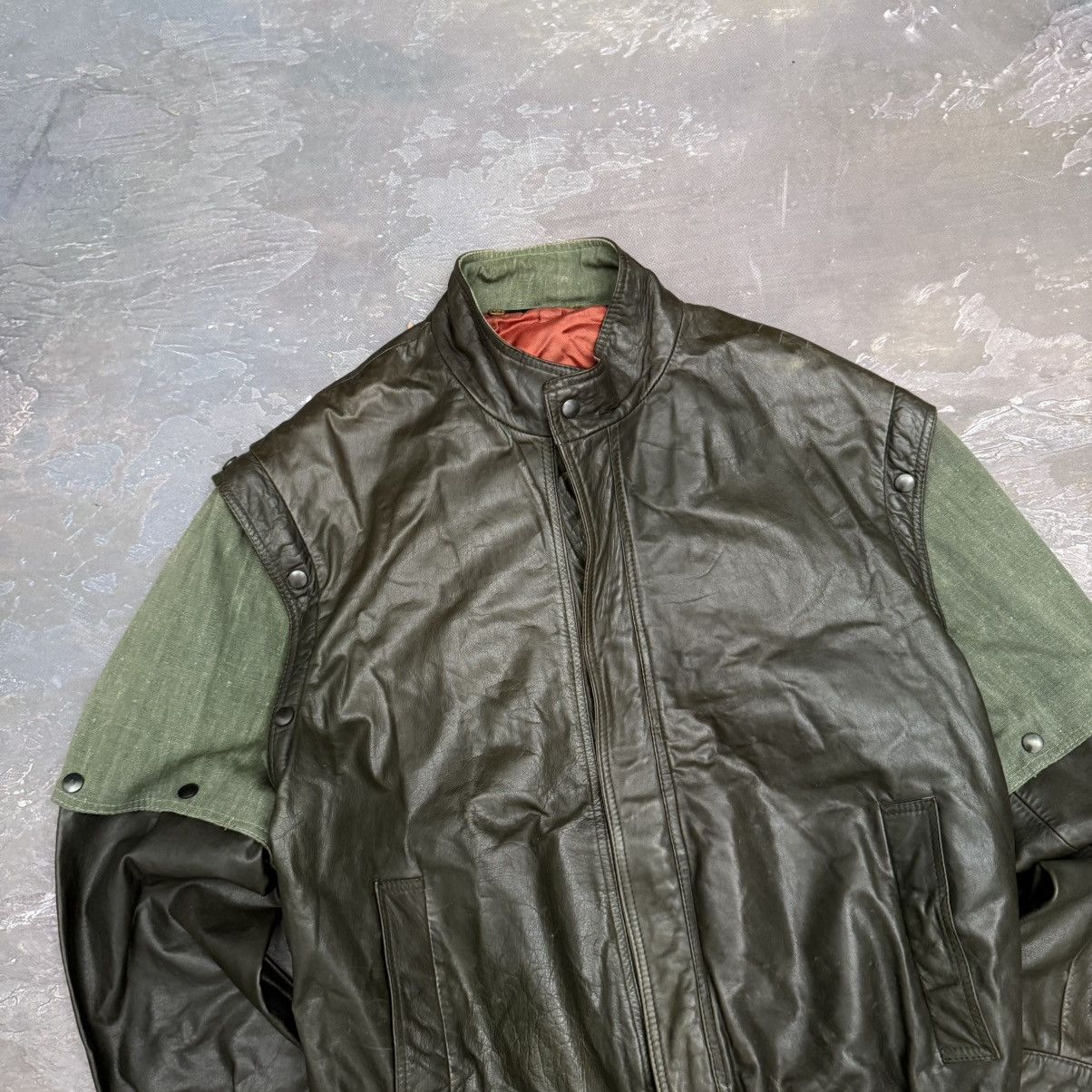 Vintage Vintage 90s Boxy Leather Avant Garde Japan Bomber Jacket Y2K Size US L / EU 52-54 / 3 - 3 Thumbnail