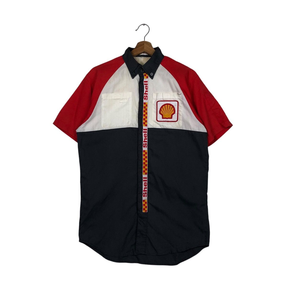 Japanese Brand × Vintage 📌Vintage Worker Shirt Racing Shell Big Logo Rare Style Size US M / EU 48-50 / 2 - 2 Thumbnail