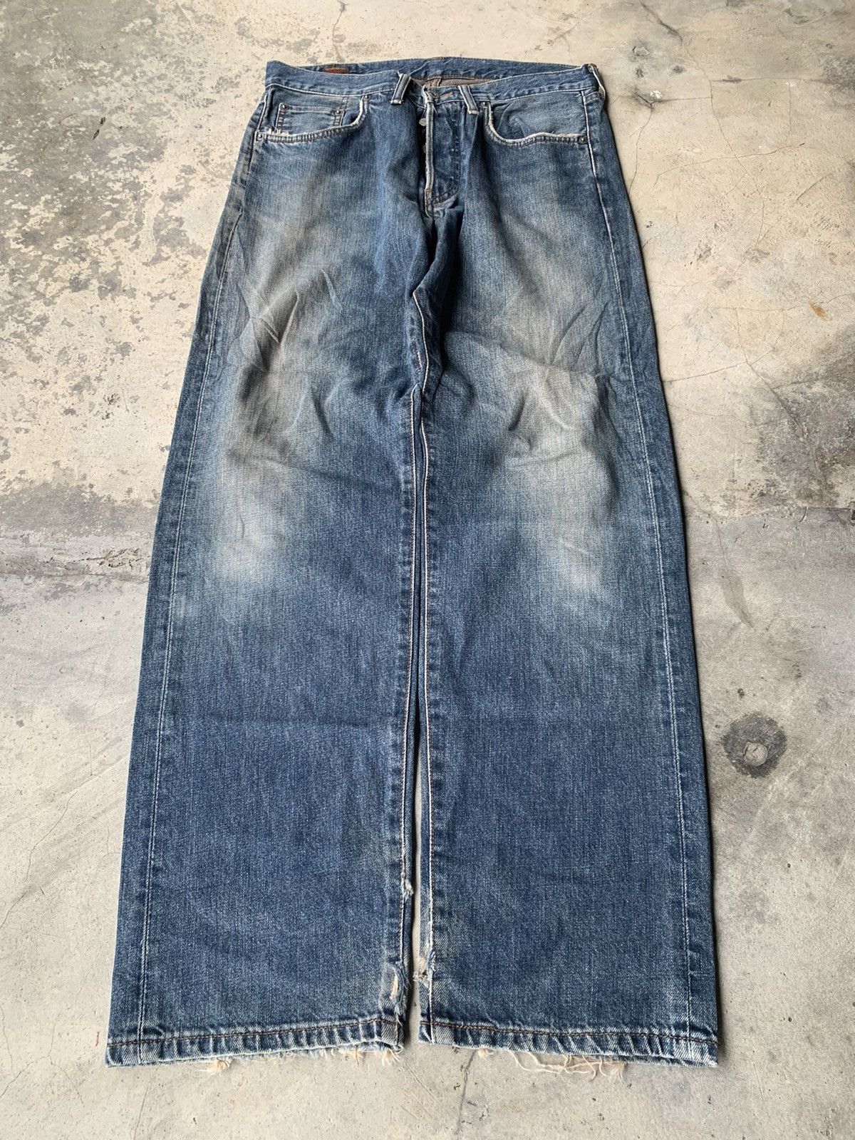 Edwin 503 Vintage Blue Faded Denim Jeans.