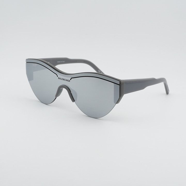 Balenciaga Balenciaga BB0004S 012 Semi Rim Sunglasses Grey Shield Frame Size ONE SIZE - 1 Thumbnail