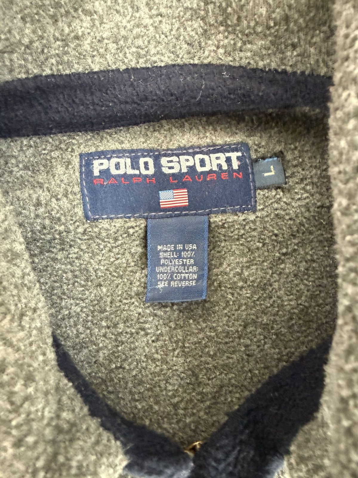 Polo Ralph Lauren Vintage Polo Sport Fleece Jacket USA Made Gray Size US L / EU 52-54 / 3 - 5 Thumbnail