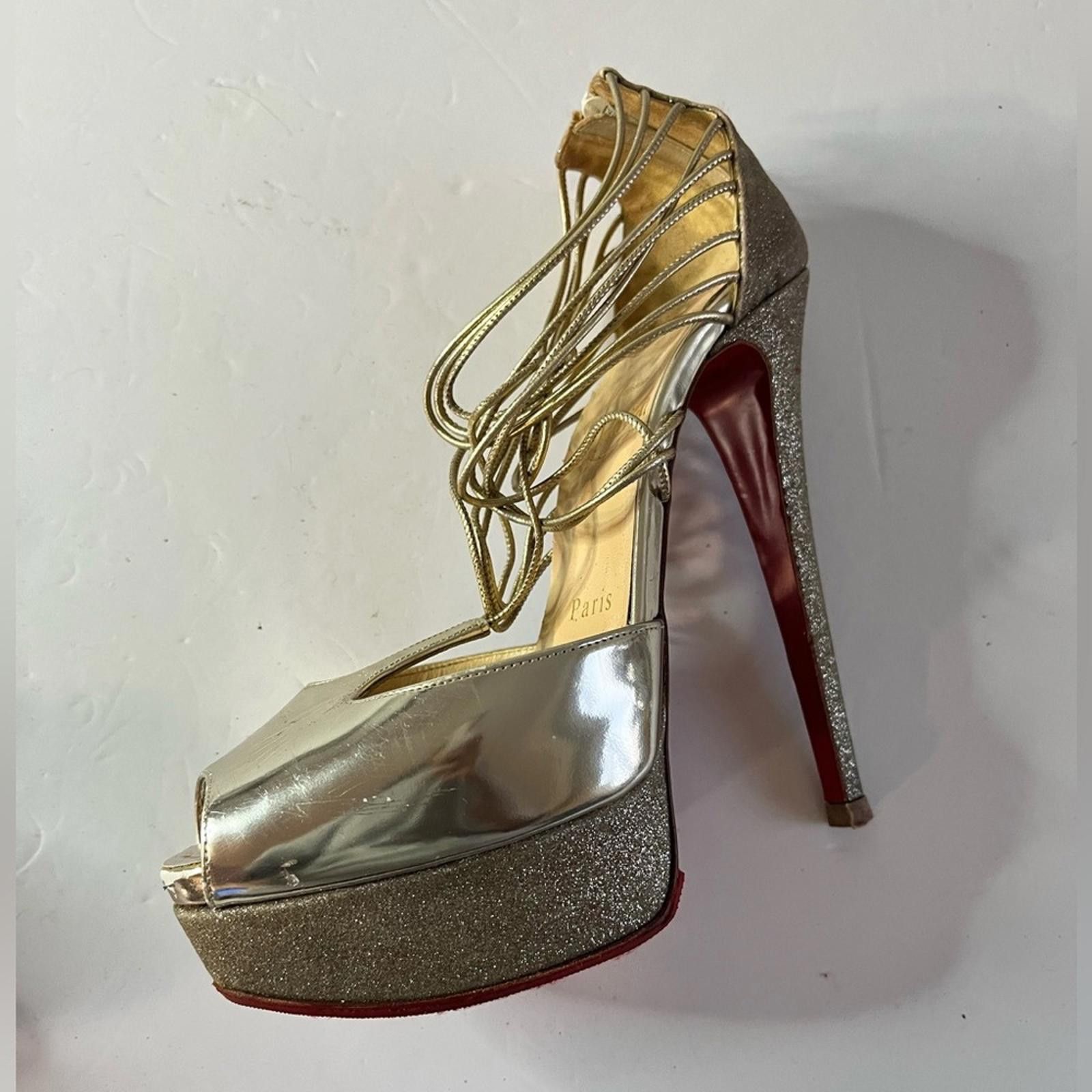 Christian Louboutin Christian Louboutin Lady Peep Glitter Platform Heels EU 36 Size US 5.5 / IT 35.5 - 7 Thumbnail