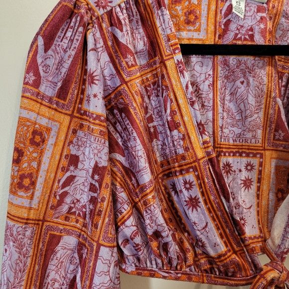 Urban Outfitters Urban Outfitters Florentina Print Velvet Wrap Crop Top - Xs Size XS / US 0-2 / IT 36-38 - 7 Thumbnail