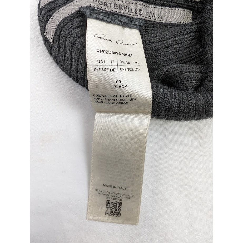 Rick Owens o1rshd1 Size:OS / Wool Ribbed Beanie Hat / Cap in Black Size ONE SIZE - 10 Thumbnail