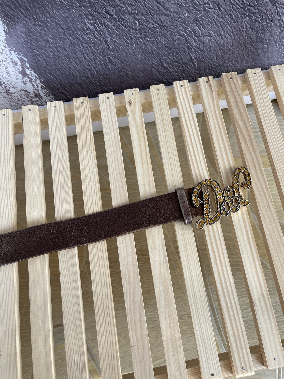 Dolce & Gabbana Dolce & Gabbana Women's Brown Leather Crystal Belt Size 90 Size ONE SIZE - 7 Thumbnail