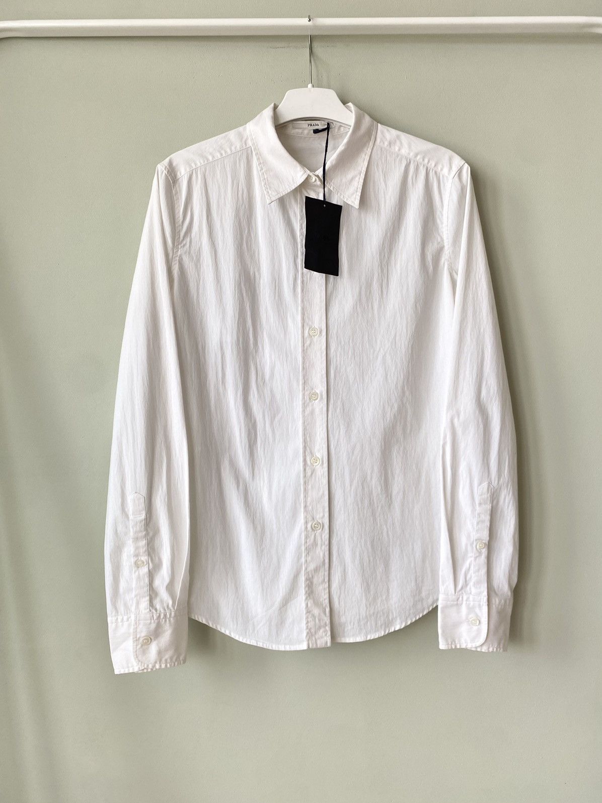 image of Prada White Oxford Long sleeve W’S Shirt, Women's (Size Medium)