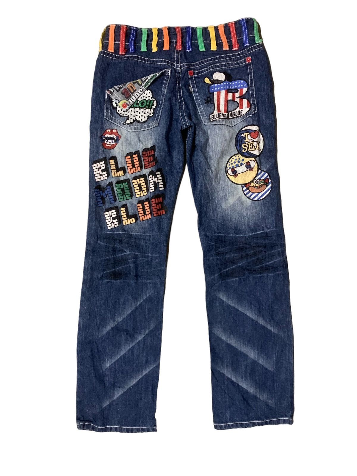 Art Comes First Blue Moon Blue Art Denim Jeans Size US 31 - 2 Thumbnail