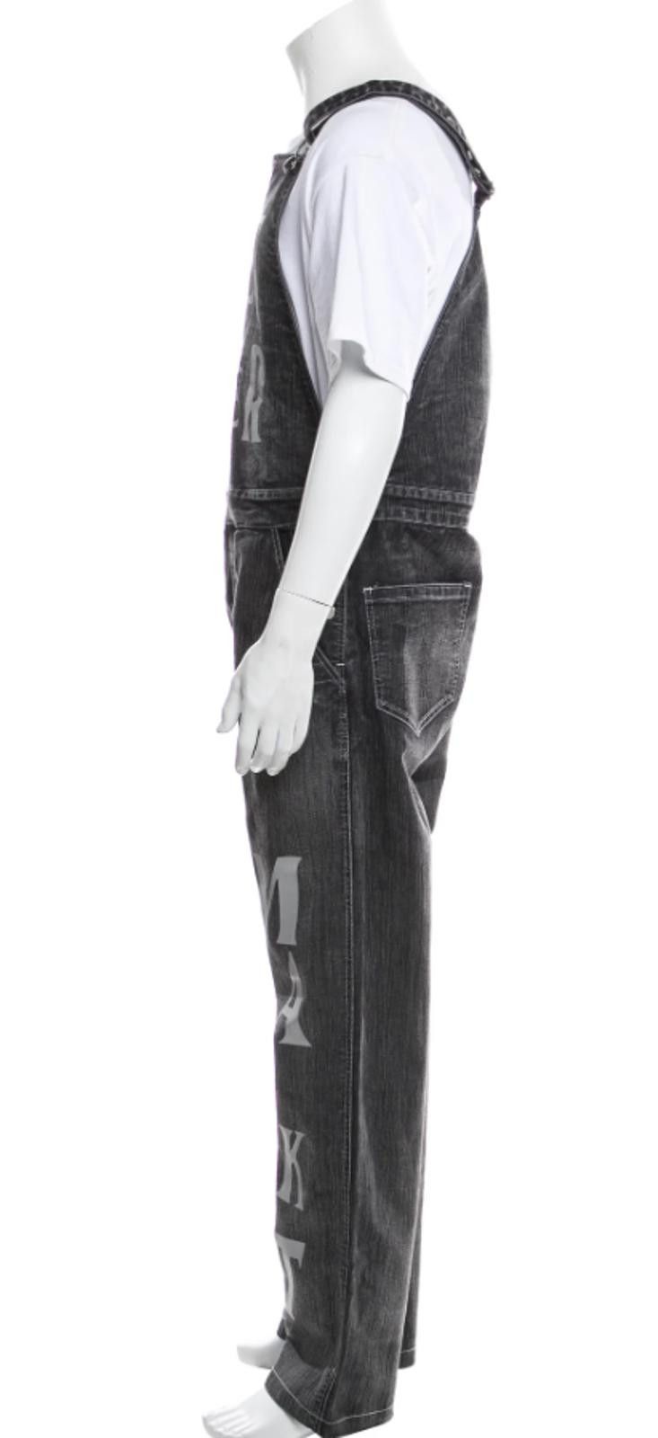 Other Market grey graphic print denim overalls Size: M Size US 32 / EU 48 - 4 Thumbnail