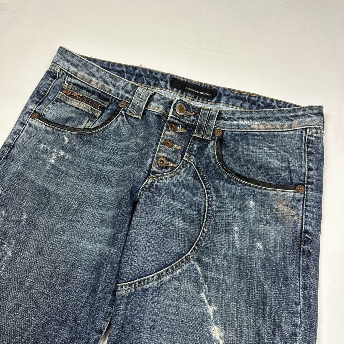Andrew Mackenzie Andrew Mackenzie Low Waist Distressed Jeans IT48 W33 Size US 33 - 5 Thumbnail
