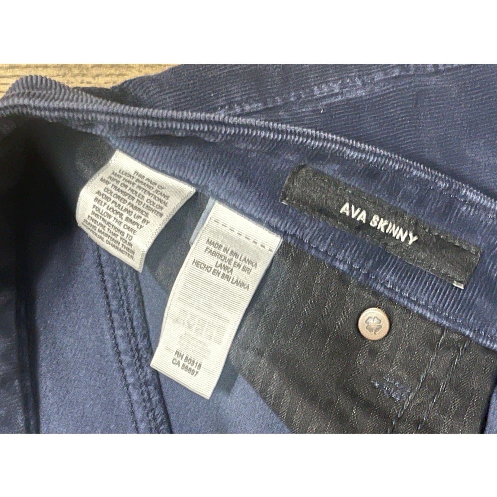 Lucky Brand Lucky Brand Pants Womens 10/30 Navy AVA Skinny Pockets Dark Wash Corduroy Size 32" / US 10 / IT 46 - 6 Thumbnail