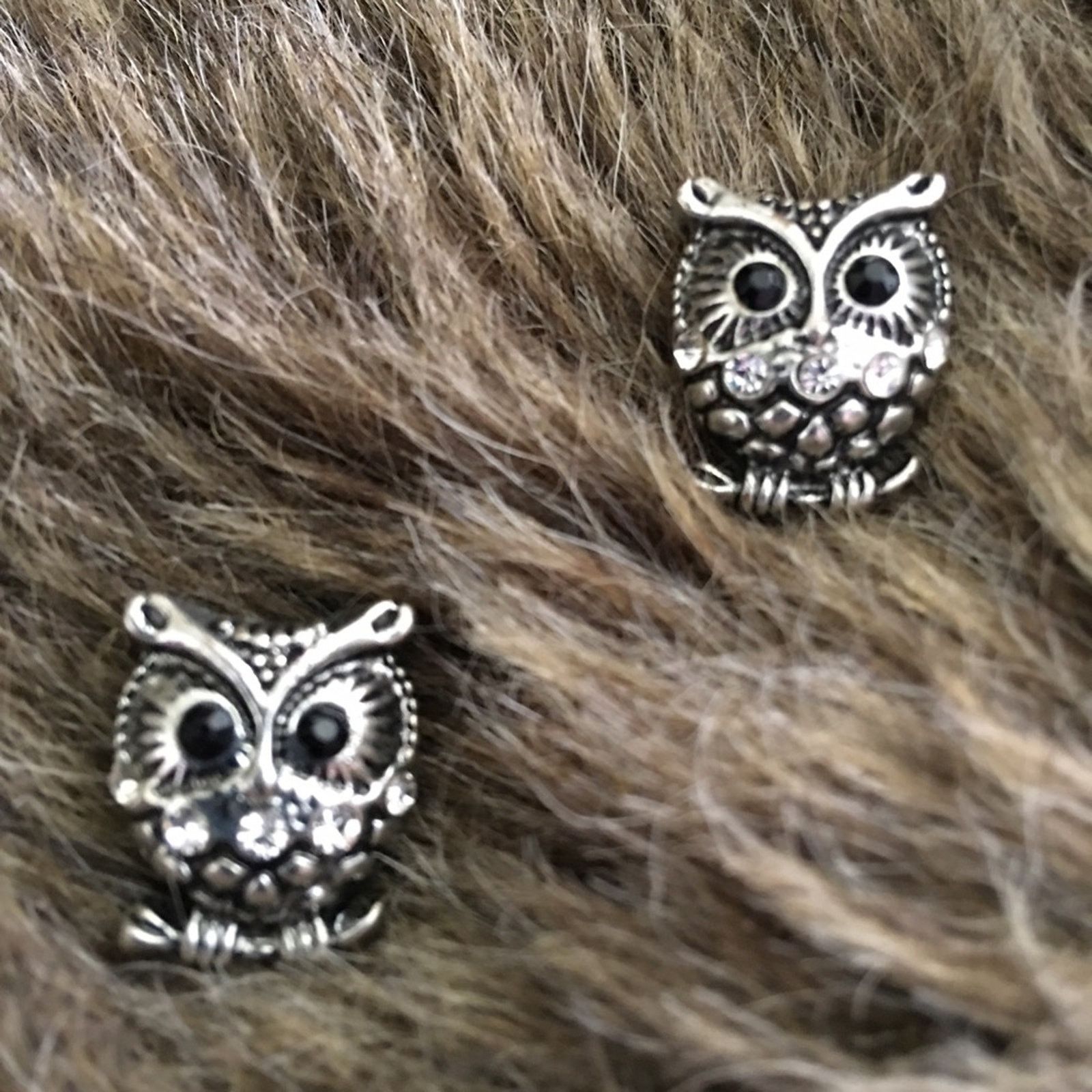 Jewelry Silver tone rhinestone owl on a branch earrings Size ONE SIZE - 1 Thumbnail