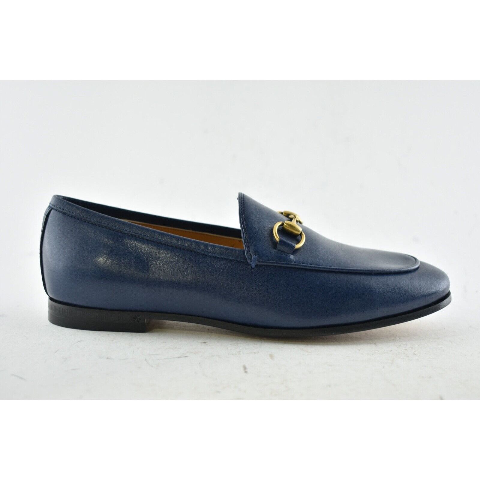 Gucci Gucci New Jordaan Blue Leather GG Logo Horsebit Loafer Size US 5 / IT 35 - 2 Thumbnail