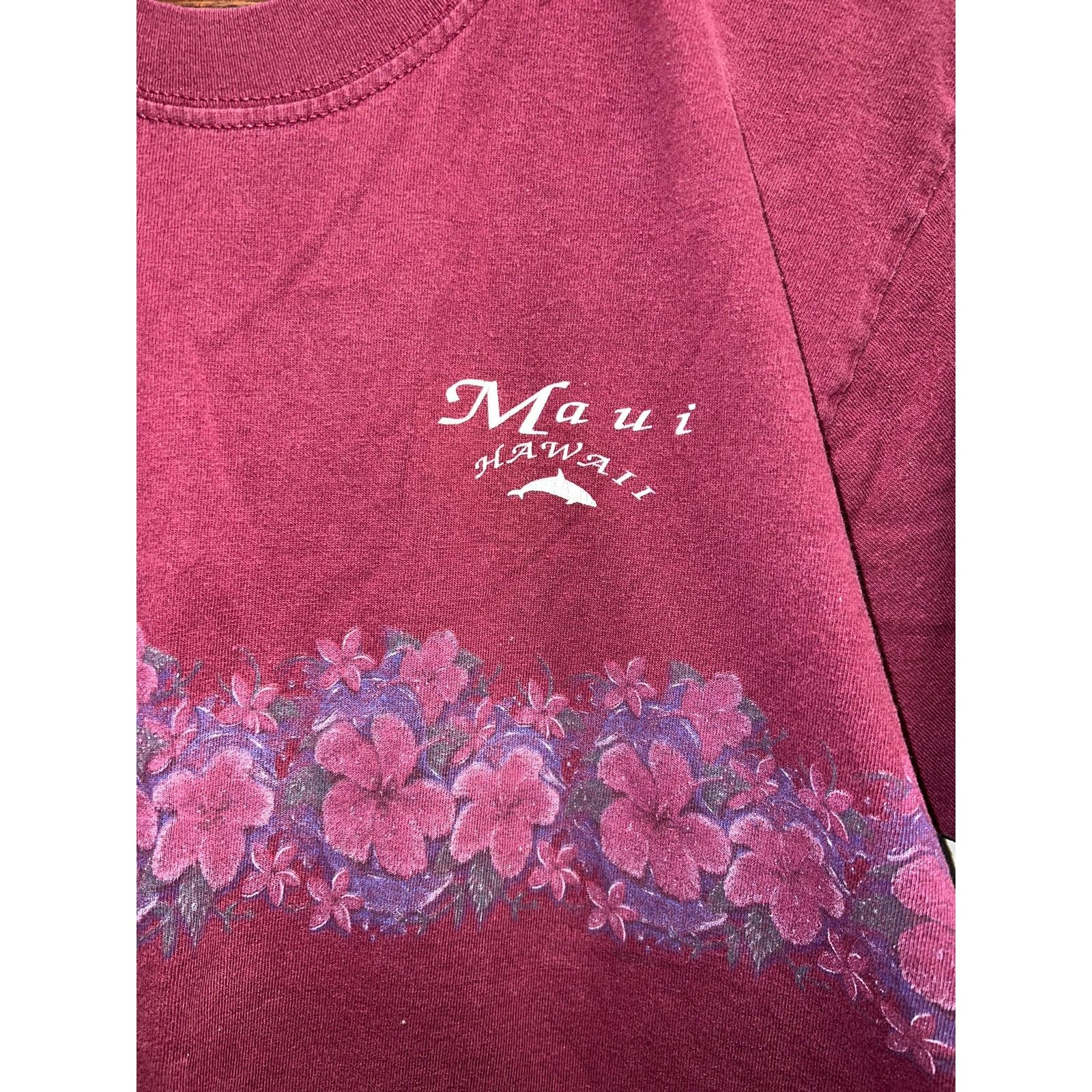 Gildan Vintage Maui Hawaii Shirt Wrap Around Floral Red Tee VTG 90s Size US M / EU 48-50 / 2 - 2 Thumbnail
