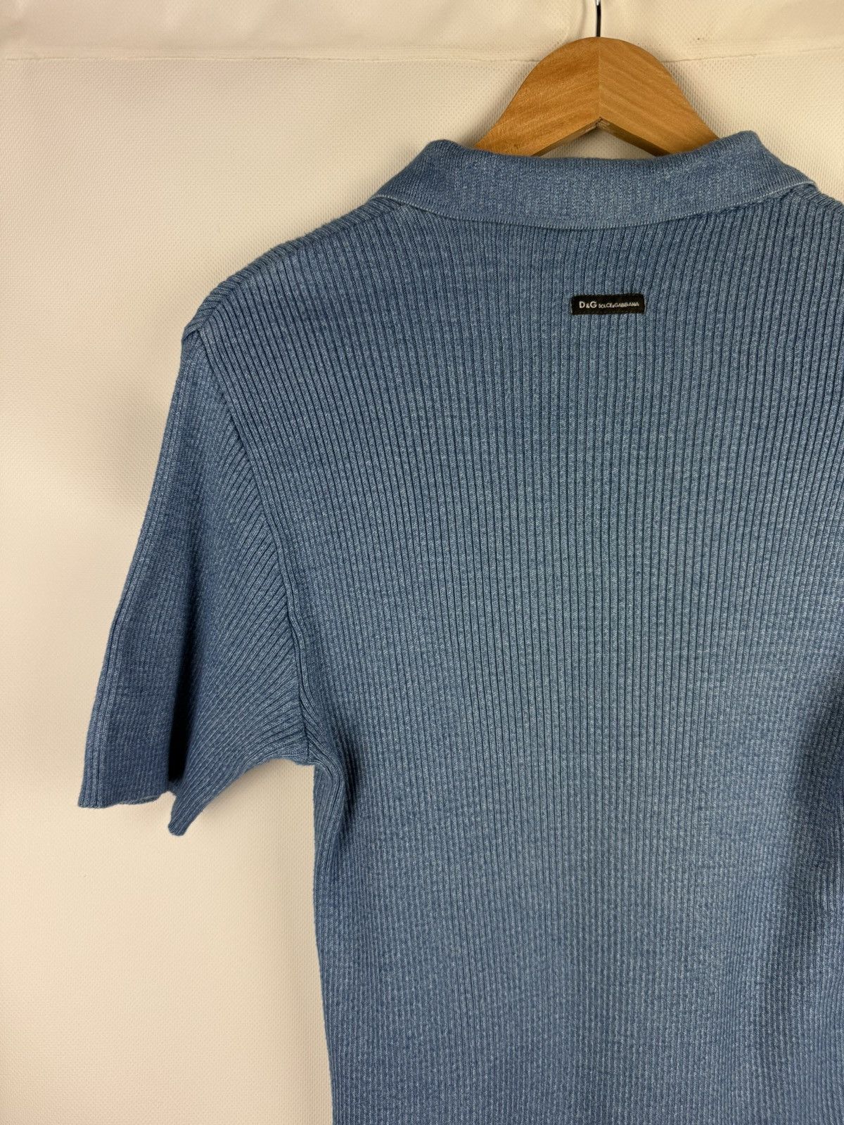 Dolce & Gabbana D&G Dolce & Gabbana Vintage S/s Knitted Rib Polo T Shirt Size US L / EU 52-54 / 3 - 14 Thumbnail