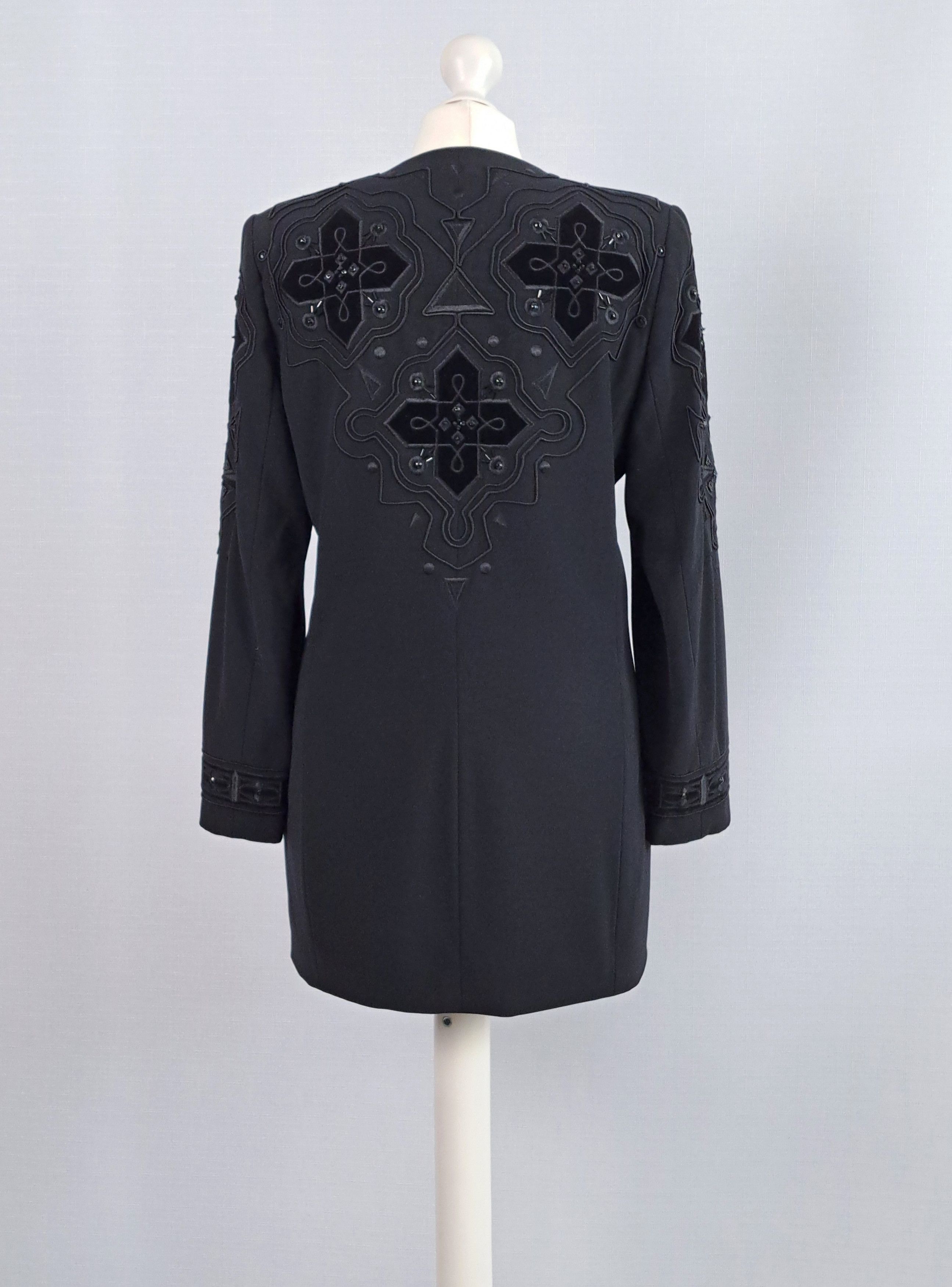 Escada × Vintage Vtg ESCADA Couture embroidered crosses long jacket. Size 38 Size M / US 6-8 / IT 42-44 - 3 Thumbnail